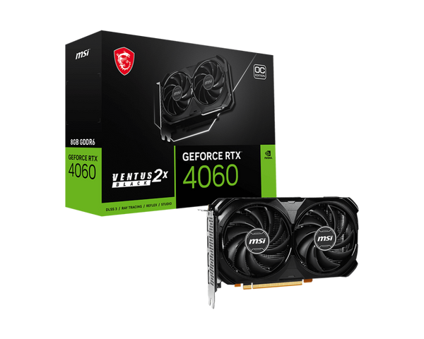 MSI GeForce RTX 4060 VENTUS 2X BLACK OC 8GB GDDR6 (DI-N4060V8)