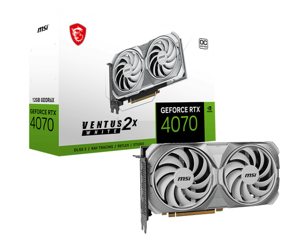 MSI GeForce RTX 4070 VENTUS 2X WHITE OC 12GB GDDR6X (DI-N4070W1)