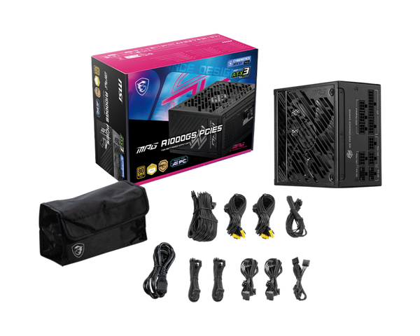 MSI 1000W MPG A1000GS PCIE5 80Plus Gold Full Modular Power Supply (PS-MPA10SS)