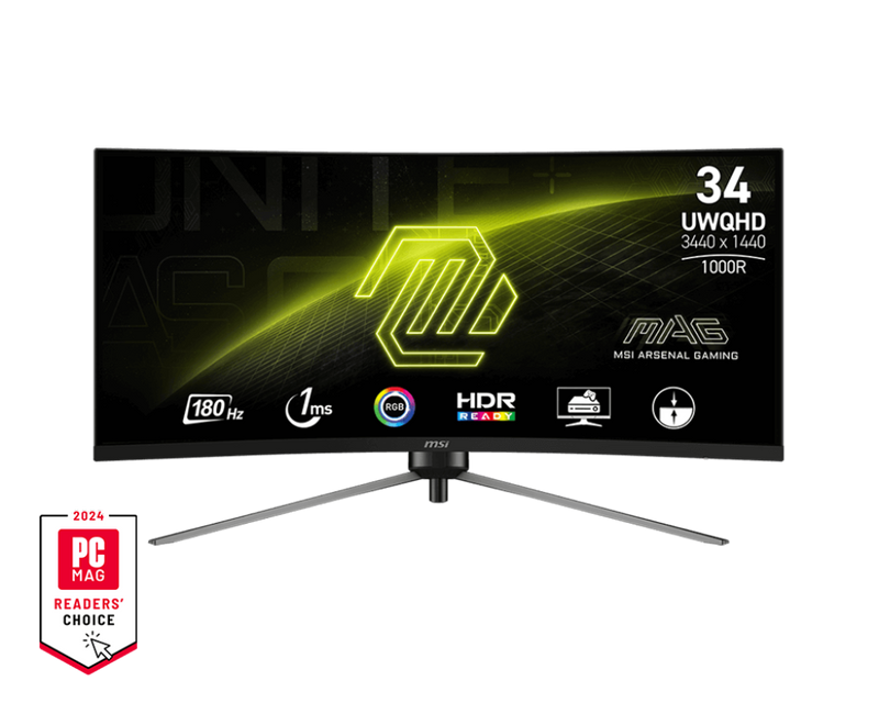 [最新產品] MSI 34" MAG 345CQR 180Hz 3440x1440 VA (21:9) 曲面電競顯示器 (MO-MA345CQ)