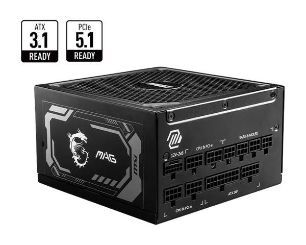 MSI 1000W MAG A1000GL PCIE5.1 ATX 3.1 80Plus Gold Full Modular Power Supply (PS-MPA10GL)