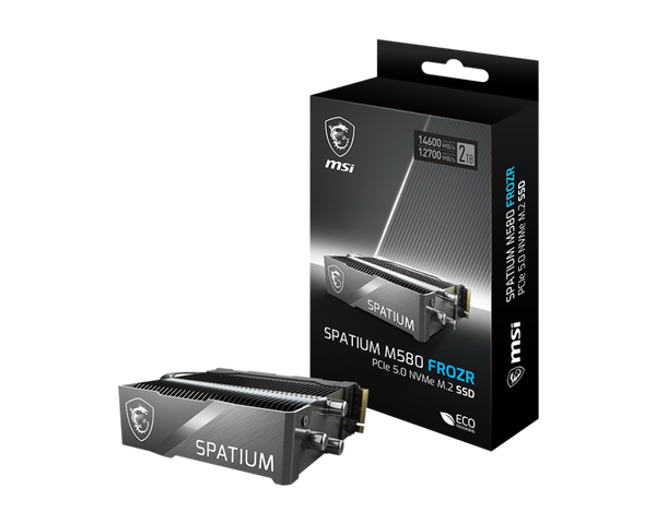 MSI 4TB SPATIUM M580 w/Heatsink PCIe 5.0 NVMe M.2 FROZR SSD HD-M5804TF 