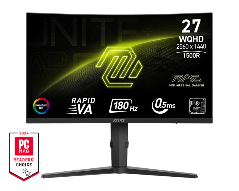 [最新產品] MSI 27" MAG 275CQRF-QD E2 180Hz 2K QHD Rapid VA (16:9) 量子點曲面電競顯示器 (MO-MA27CQD)