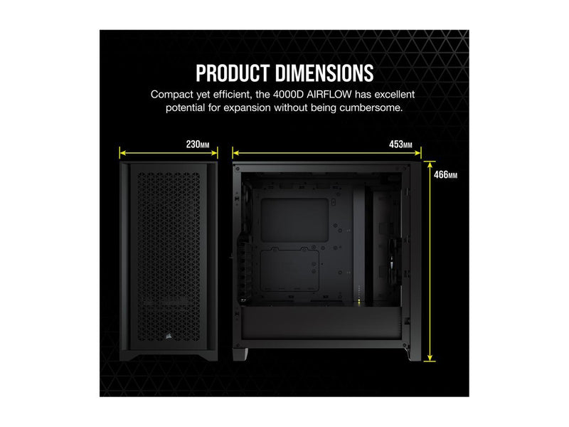 CORSAIR 4000D AIRFLOW Black 黑色 Tempered Glass ATX Case CC-9011200-WW