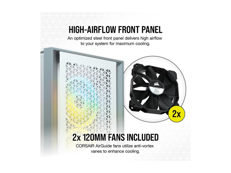 CORSAIR 4000D AIRFLOW White White Tempered Glass ATX Case CC-9011201-WW 