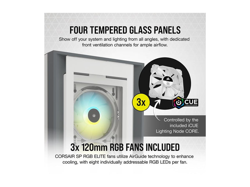 CORSAIR iCUE 5000X RGB White White Tempered Glass ATX Case CC-9011213-WW