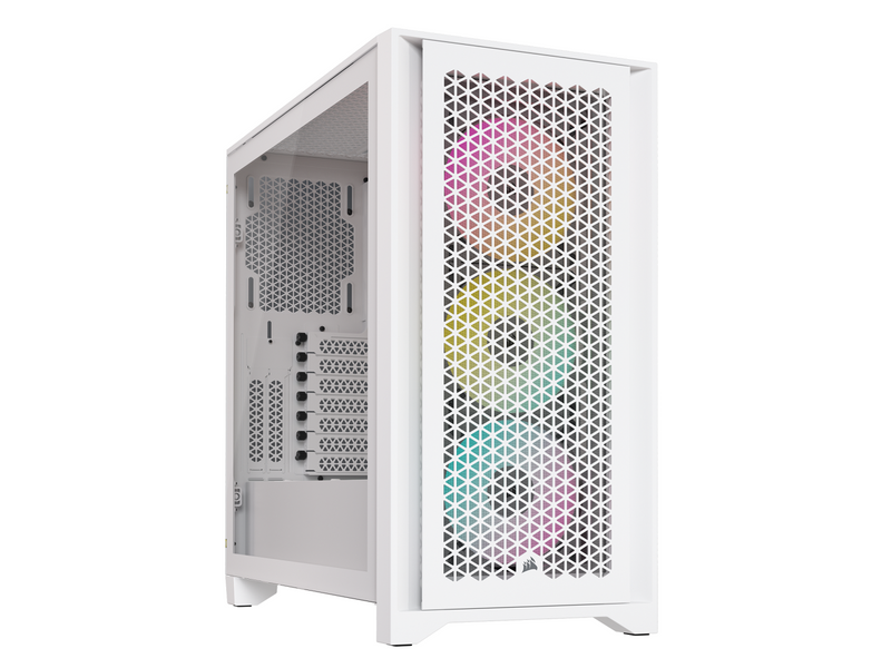 CORSAIR iCUE 4000D RGB AIRFLOW Mid-Tower Case White with 3x AF120 RGB ELITE Fans (CC-9011241-WW) 