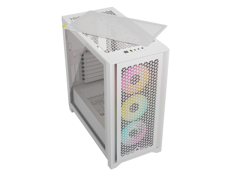 CORSAIR iCUE 4000D RGB AIRFLOW Mid-Tower Case White with 3x AF120 RGB ELITE Fans (CC-9011241-WW) 