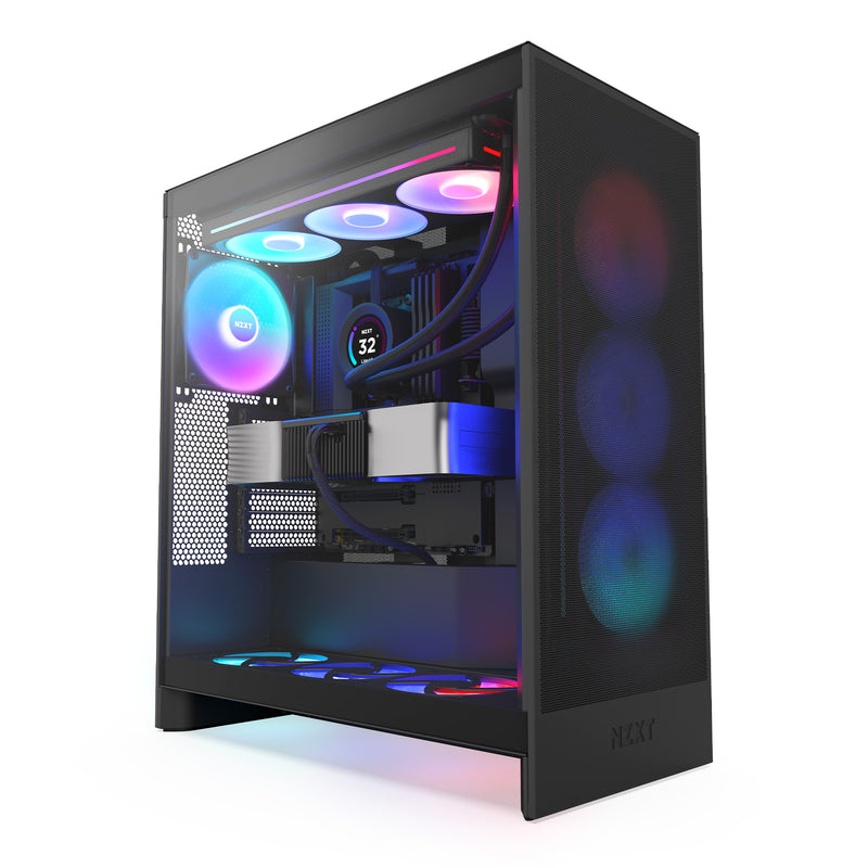 NZXT H7 FLOW RGB (2024) Matte Black Tempered Glass ATX Case CM-H72FB-R1 