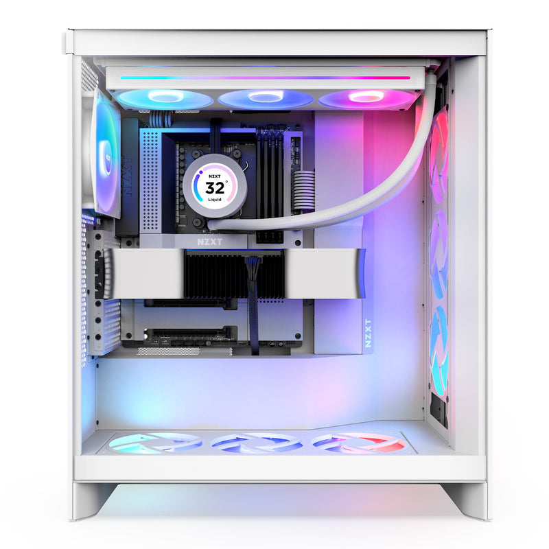 NZXT H7 FLOW RGB (2024) Matte White Tempered Glass ATX Case CM-H72FW-R1 
