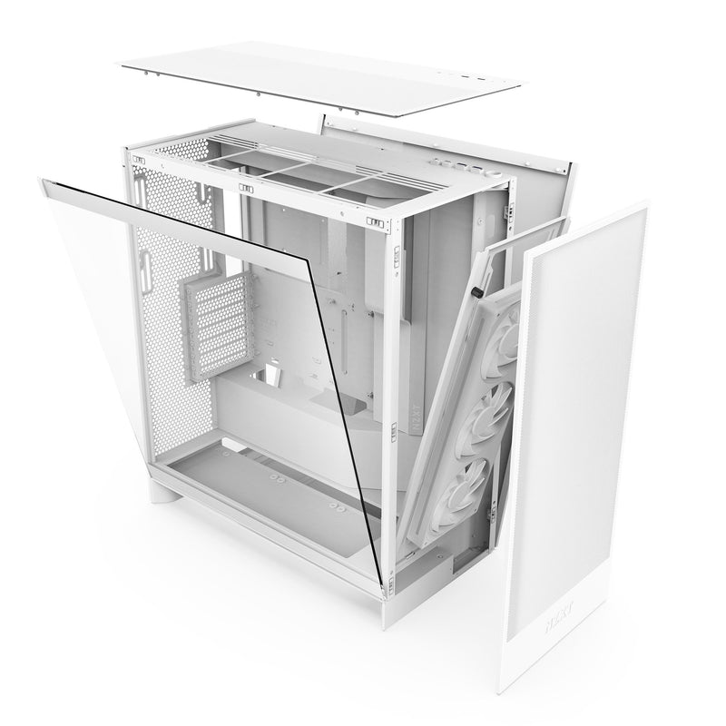 NZXT H7 FLOW RGB (2024) Matte White Tempered Glass ATX Case CM-H72FW-R1 
