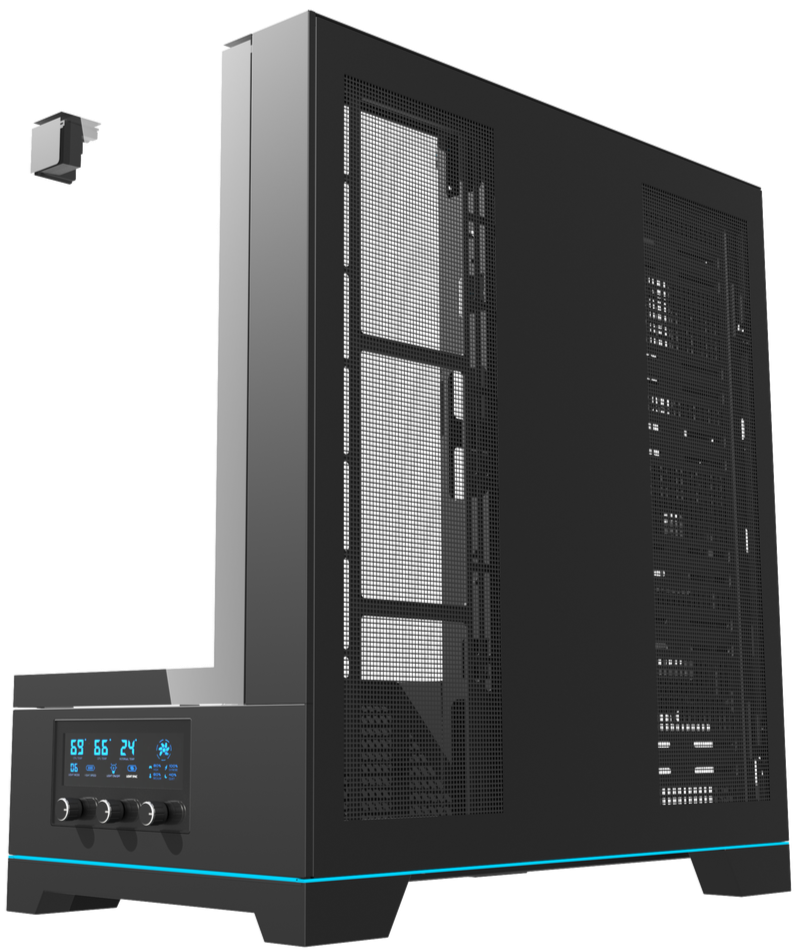 darkFlash DY450 Pro Black 黑色 玻璃(連頂部)全景 ATX Case 支援背插式主機板 (附前置控制顯示屏) (C