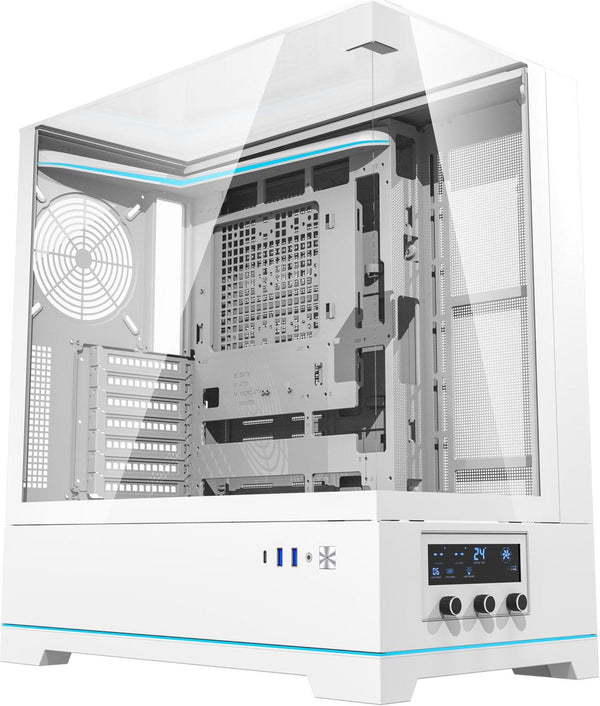 darkFlash DY450 Pro White 白色 玻璃(連頂部)全景 ATX Case 支援背插式主機板 (附前置控制顯示屏) (CA-DY450W)