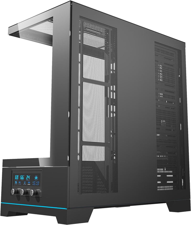 darkFlash DY451 Pro Black 黑色 玻璃全景 ATX Case 支援背插式主機板 (附前置控制顯示屏) (CA-DY451B)