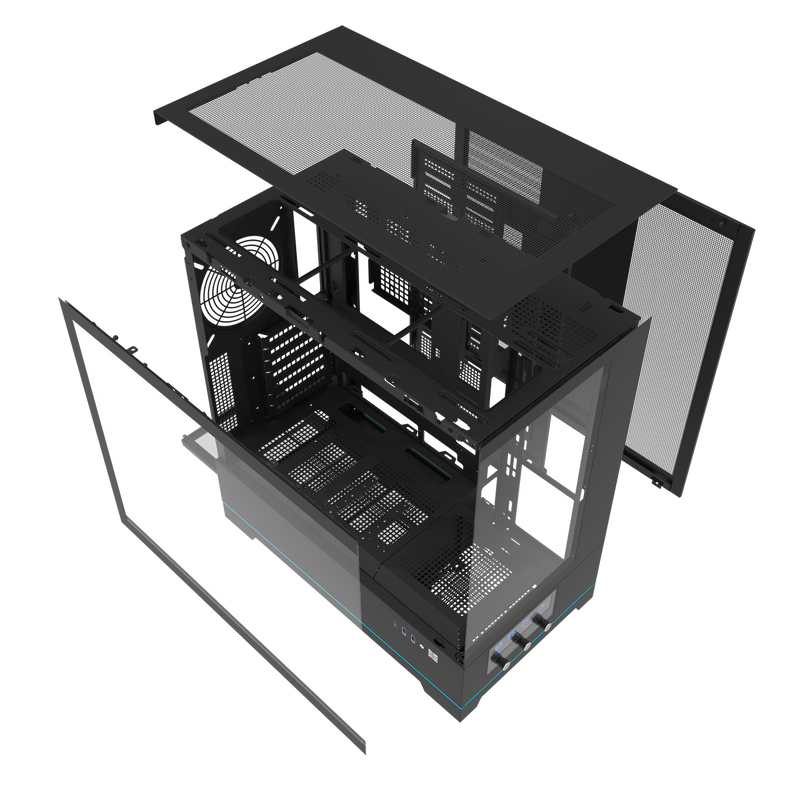 darkFlash DY451 Pro Black 黑色 玻璃全景 ATX Case 支援背插式主機板 (附前置控制顯示屏) (CA-DY451B)