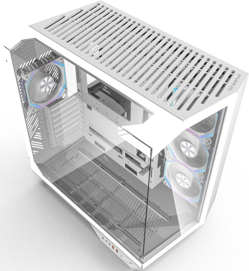 darkFlash DY470 White white glass panoramic ATX Case supports back-plug motherboard (with 3 ARGB fans) (CA-DY470W) 