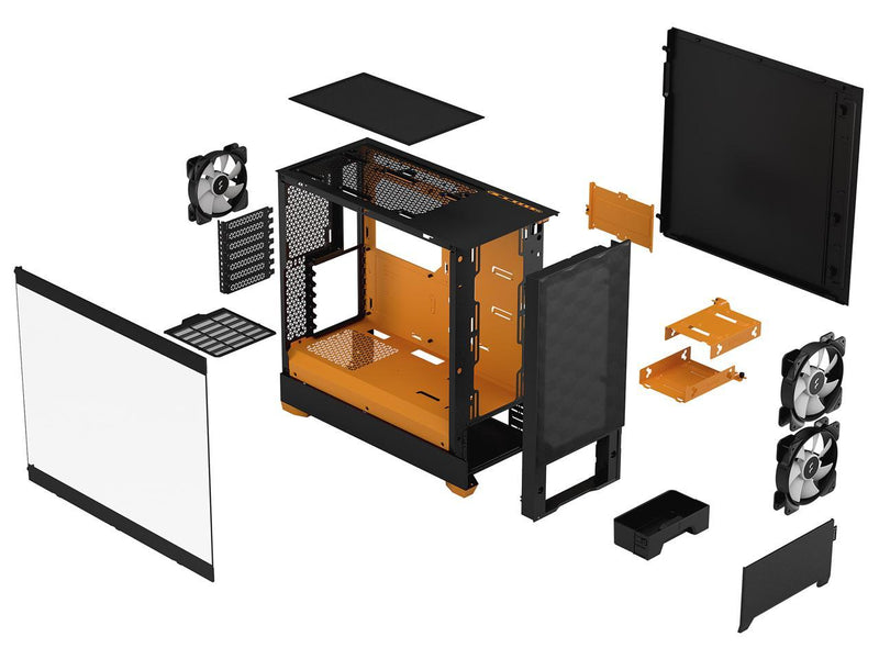 Fractal Design Pop Air RGB Black Orange Core Black Orange Tempered Glass ATX Case FD-C-POR1A-05 