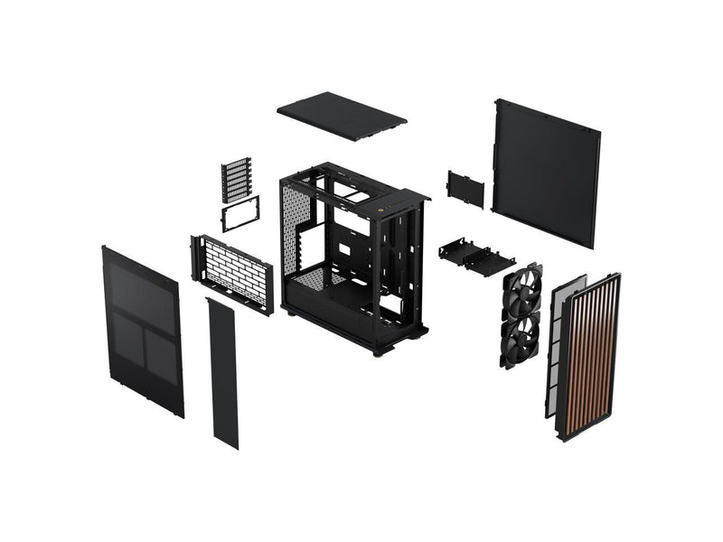 Fractal Design North Charcoal Black ATX Case with Walnut Wood Front and Mesh Side Panel FD-C-NOR1C-01