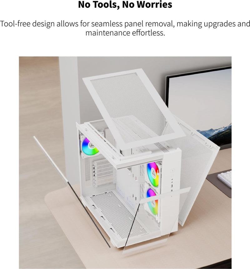MONTECH KING 65 PRO Panoramic Side Transparent White ARGB ATX Case MO-CA-KING65-PRO-WH 