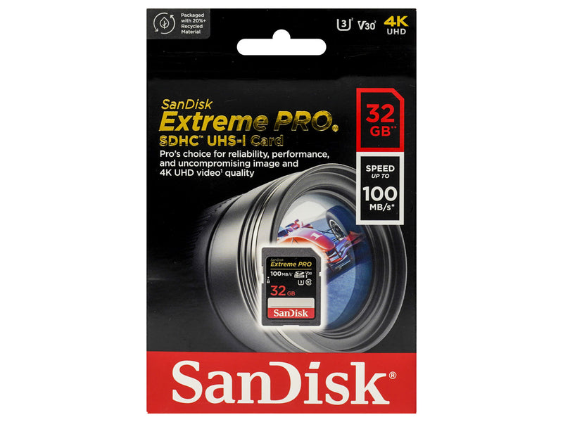 SanDisk 32GB Extreme Pro SDHC (V30, 4K/UHD, UHS-II/U3, 100R/90W MB/s) SDSDXXO-032G-GN4IN 772-4536