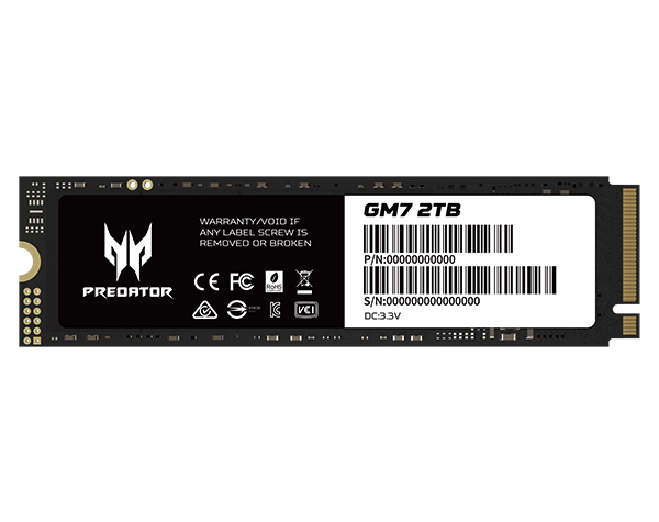 Acer Predator 2TB GM7 BL.9BWWR.119 M.2 2280 PCIe Gen4 x4 SSD (HD-AGM72T)