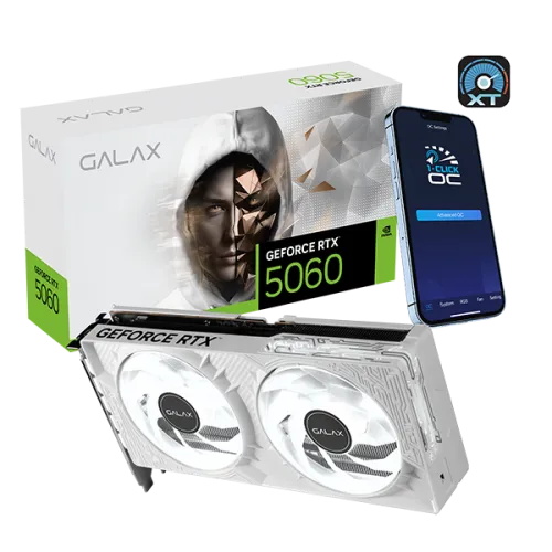 GALAX GeForce Series RTX 5060 1-Click OC White 8GB GDDR7 GA-DCN-RTX5060-8G-1CLICKOC-2X-WH