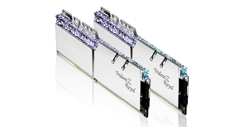 G.SKILL 32GB Kit (2x16GB) Trident Z Royal Silver F4-3600C18D-32GTRS RGB DDR4 3600MHz Memory