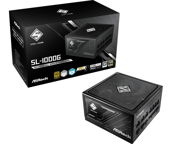 ASRock Steel Legend 1000W 80Plus Gold ATX3.1 PCIe5.1 Power Supply (AS-PS-SL-1000G)