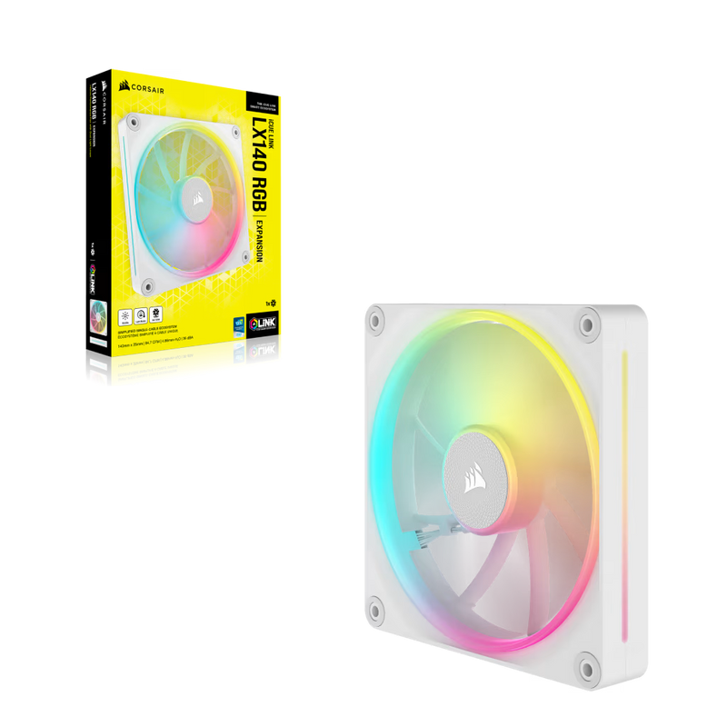 Corsair iCUE LINK LX140 RGB Expansion White 140mm PWM PC Case Fan (CO-9051031-WW)