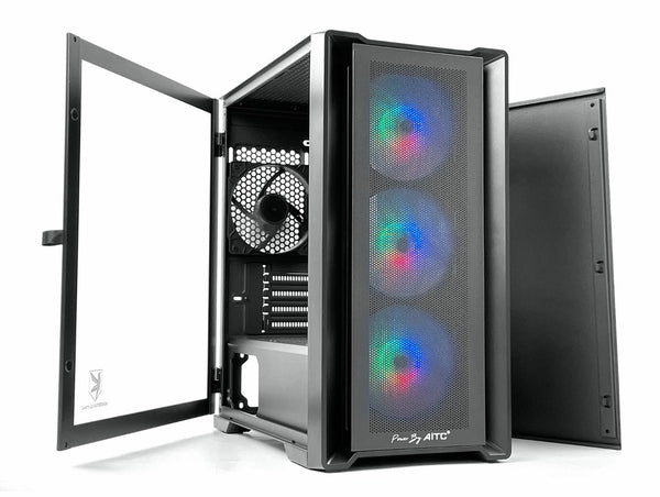 AITC Kingsman Gaming CuBic Black 黑色Tempered Glass Micro-ATX Case (附送4 把ARGB 風扇)