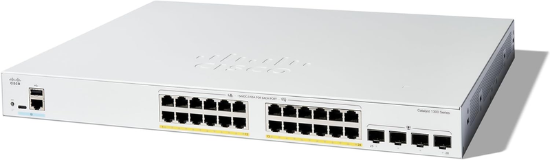 Cisco Catalyst 1300 24-Port Gigabit Ethernet + 4xSFP (375W PoE+) Advanced Security Managed Switch (C1300-24FP-4G-UK/NE-1324A4G)