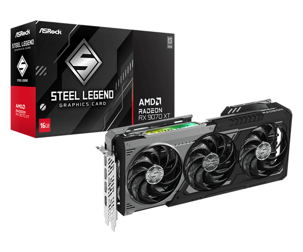 ASRock Radeon RX 9070 XT STEEL LEGEND DARK 16GB GDDR6 (RX9070XT-SLD-16G)