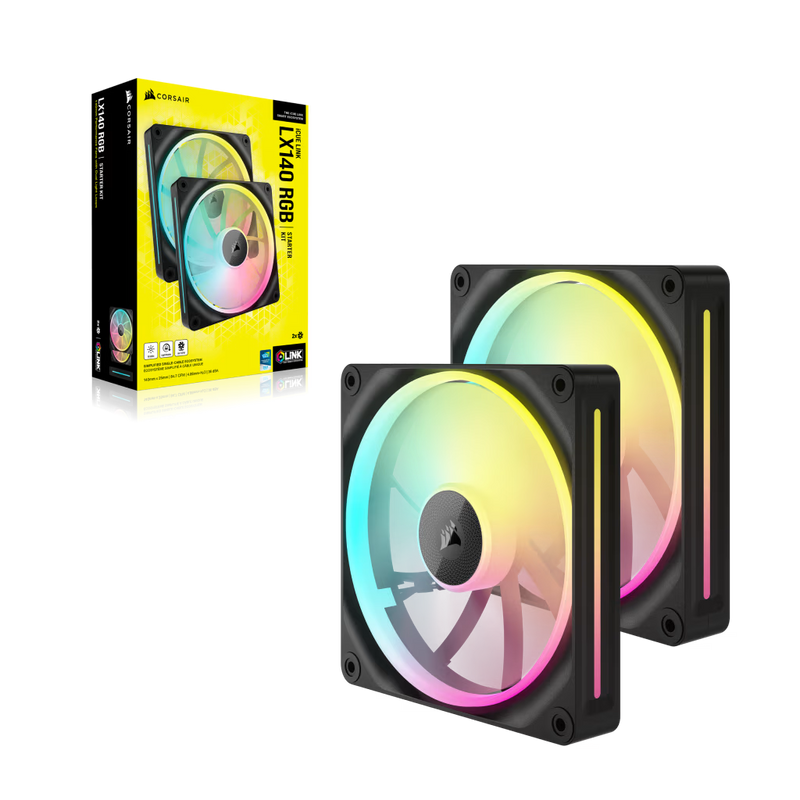 Corsair iCUE LINK LX140 RGB Starter Kit Black 140mm PWM PC Case Fan Dual Pack (2件裝) (CO-9051028-WW)