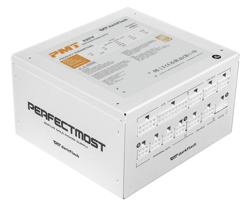 darkFlash PMT850 850W White White ATX3.1 80 Plus Gold Fully Modular Power Supply PS-DPMT85W 