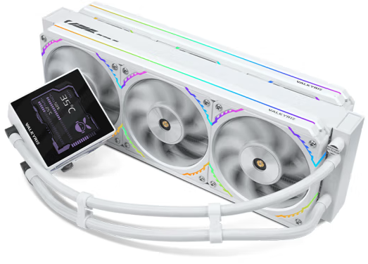 VALKYRIE V36 AMG MERLIN WHITE white ARGB with 3.95' IPS LCD Screen 360mm Liquid CPU Cooler 