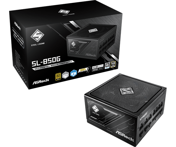 ASRock Steel Legend 850W 80Plus Gold ATX3.1 PCIe5.1 Power Supply (AS-PS-SL-850G)