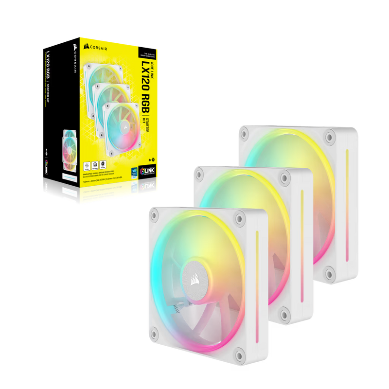 Corsair LX120 RGB Starter Kit 3個パック CORSAIR CUE LINK LX120 RGB 120mm PWM Fans Starter Kit (3