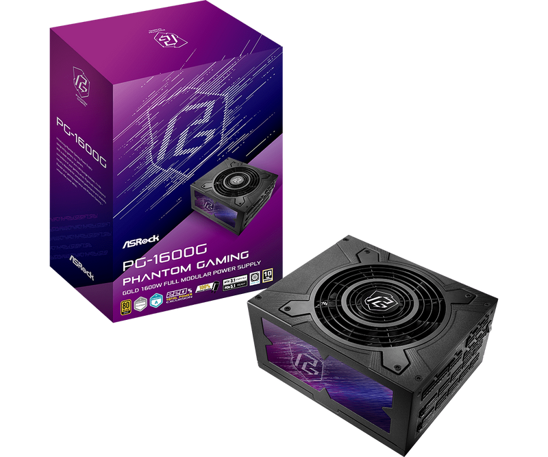 ASRock Phantom Gaming 1600W 80Plus Gold ATX3.1 PCIe5.1 Power Supply (AS-PS-PG-1600G)