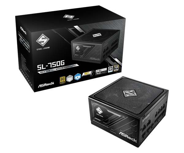 ASRock Steel Legend 750W 80Plus Gold ATX3.1 PCIe5.1 Power Supply (AS-PS-SL-750G)