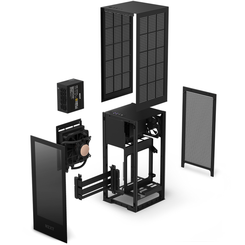 NZXT H1 V2 Matte Black 啞光黑色 內置 140mm 水冷, 750W 電源 & Riser Card Mini-ITX Case CS-H11BB-UK
