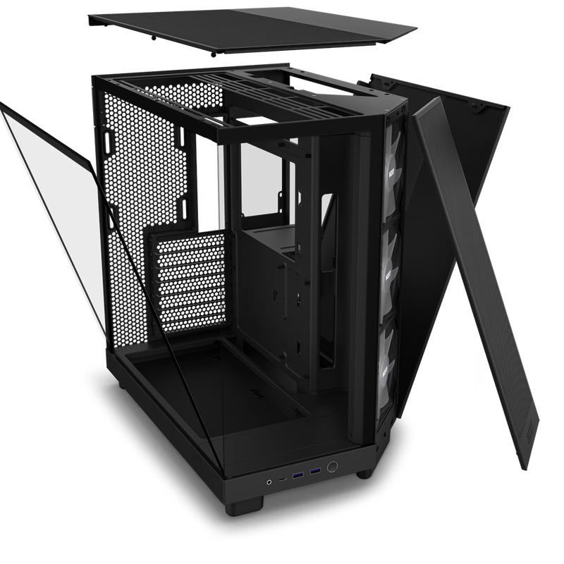 NZXT H6 Flow RGB Compact Dual-Chamber Mid-Tower Airflow Case with RGB Fans (Matte Black) CC-H61FB-R1
