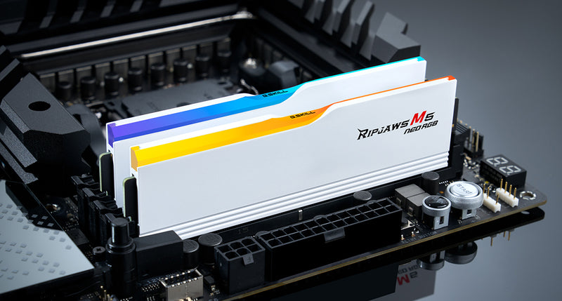 G.SKILL 64GB Kit (2x32GB) Ripjaws M5 Neo RGB White F5-6000J3636F32GX2-RM5NRW DDR5 6000MHz Memory (AMD EXPO & Intel XMP 3.0)