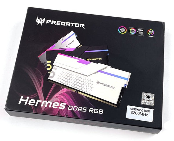 Acer 48GB Kit (2x24GB) Predator HERMES RGB White BL.9BWWR.456 CL40 DDR5 8200MHz Memory AMD EXPO &amp; Intel XMP 3.0 (RM-AH5M48W)