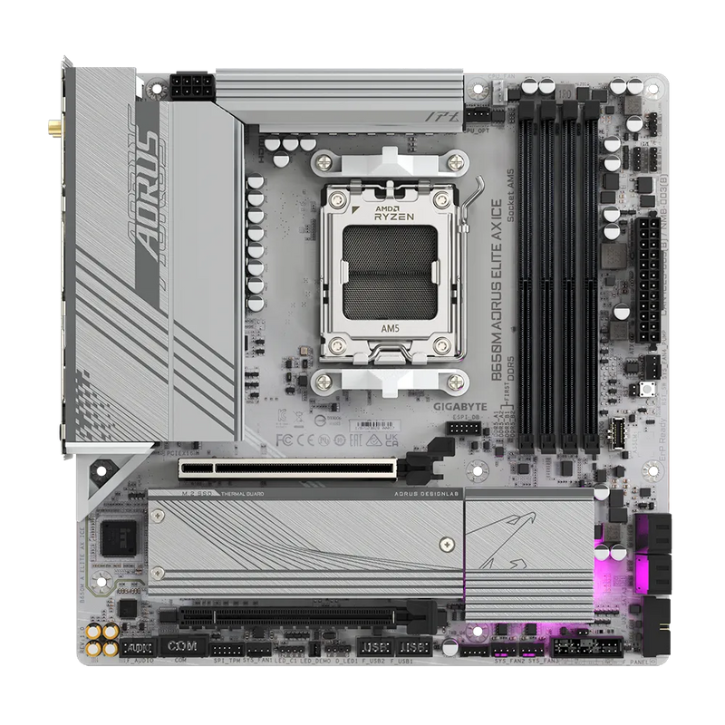 GIGABYTE B650M AORUS ELITE AX ICE DDR5,Socket AM5 mATX Motherboard 白色主機板