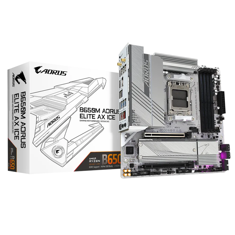 GIGABYTE B650M AORUS ELITE AX ICE DDR5,Socket AM5 mATX Motherboard