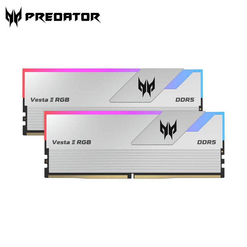 Acer 64GB Kit (2x32GB) Predator VESTA II RGB Silver BL.9BWWR.371 CL30 DDR5 6000MHz Memory AMD EXPO &amp; Intel XMP 3.0 (RM-AV5D64W)
