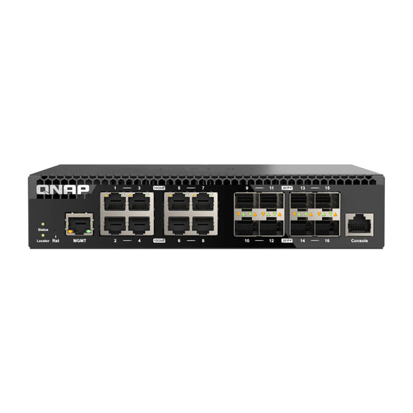 QNAP QSW-M3216R-8S8T Half-width Rackmount 16-Port 10GbE Layer 2 Web Managed Switch