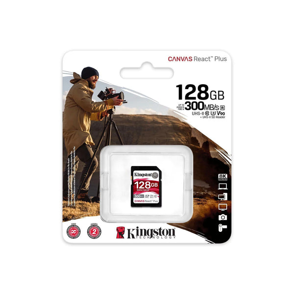 Kingston Canvas React Plus UHS-II SD Memory Card 8K 128GB (V90, UHS-II U3) SDXC Card #SDR2/128GB