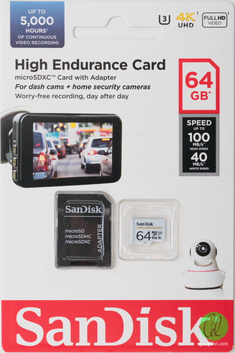 SanDisk 64GB High Endurance microSDXC (V30, UHS-I/U3, CL10,4K, 100MB/s) SDSQQNR-064G-GN6IA 772-4172