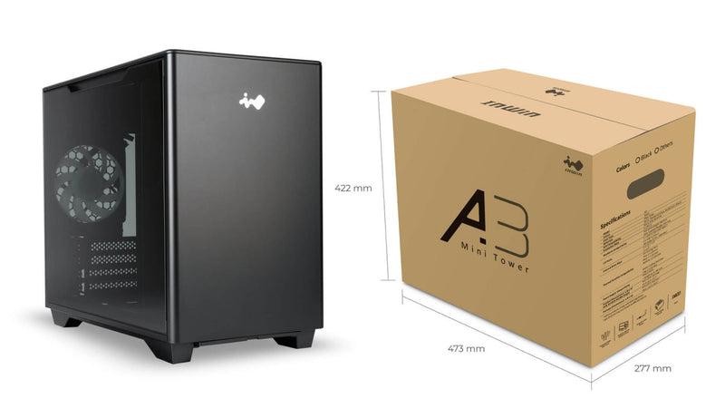 InWin A3 Black Black Tempered Glass Micro-ATX Case IW-CS-A3BLK-1AM120S 